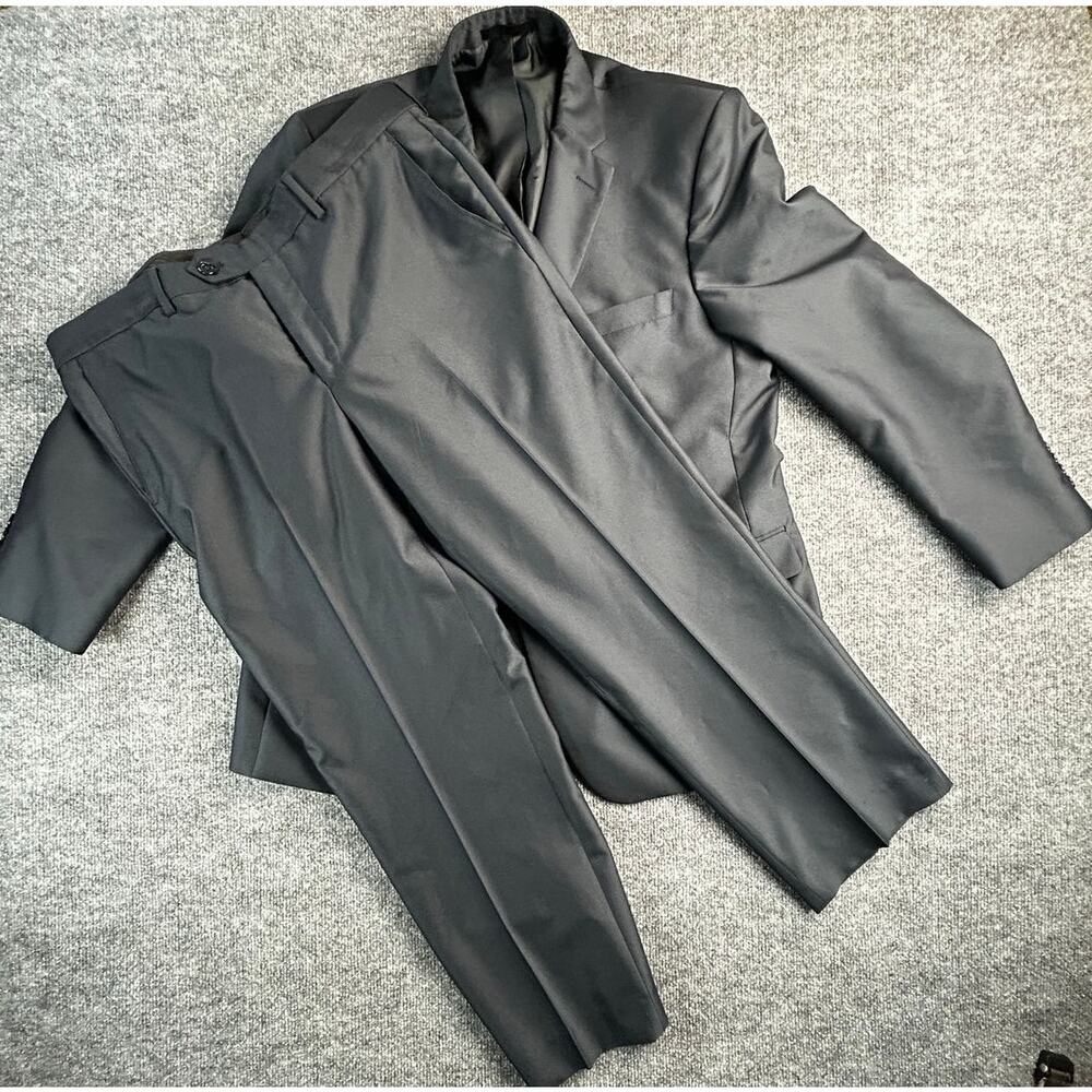 Sonneti Uomo 44R 2 Pc Suit Black Super 150's MicroTech 38x30 Hand Tailored - Picture 2 of 16